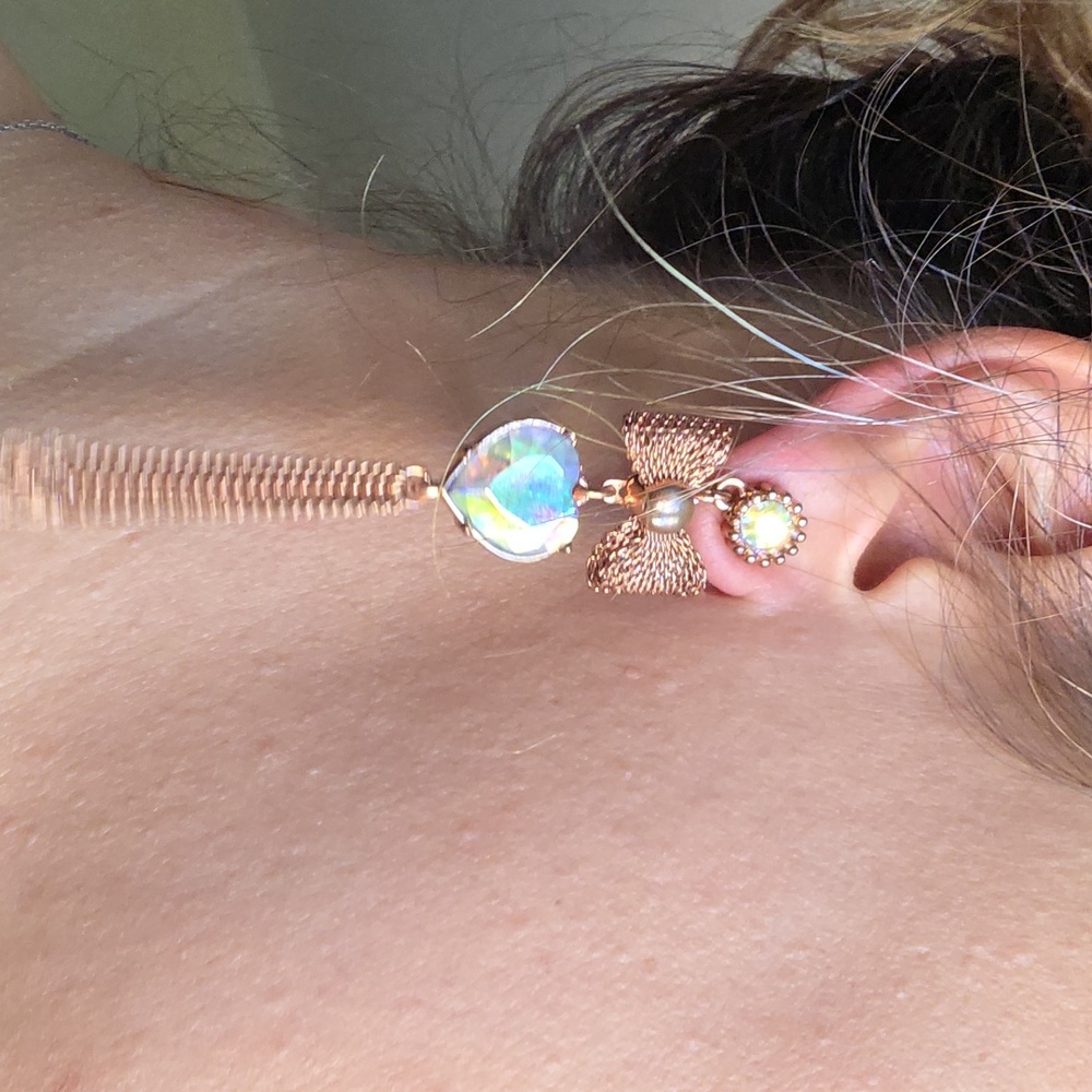 Betsey Johnson rose gold-toned drop earrings  heart-shaped - Picture 7 of 7